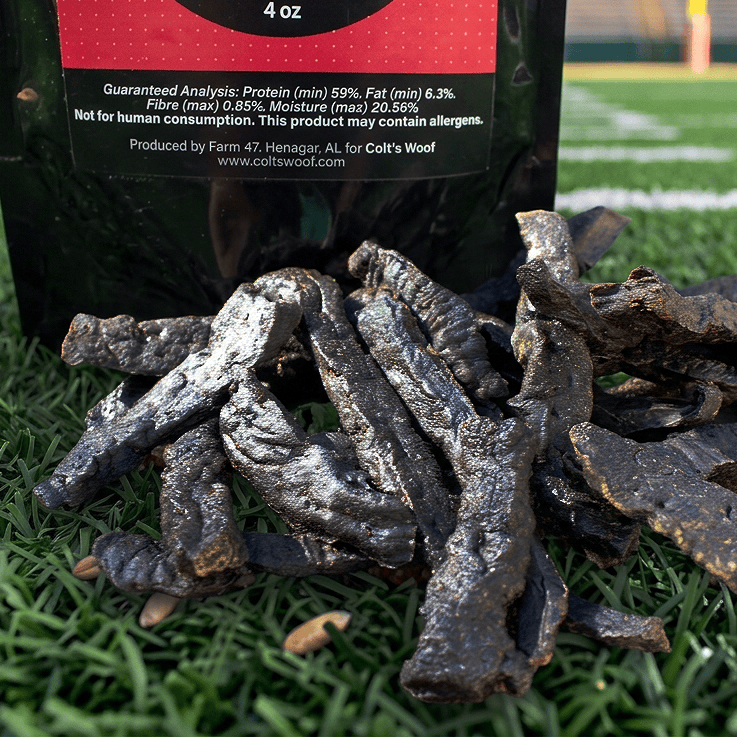 Alabama Football Black Hoodie Bites Beef Liver Jerky for Dogs 4oz