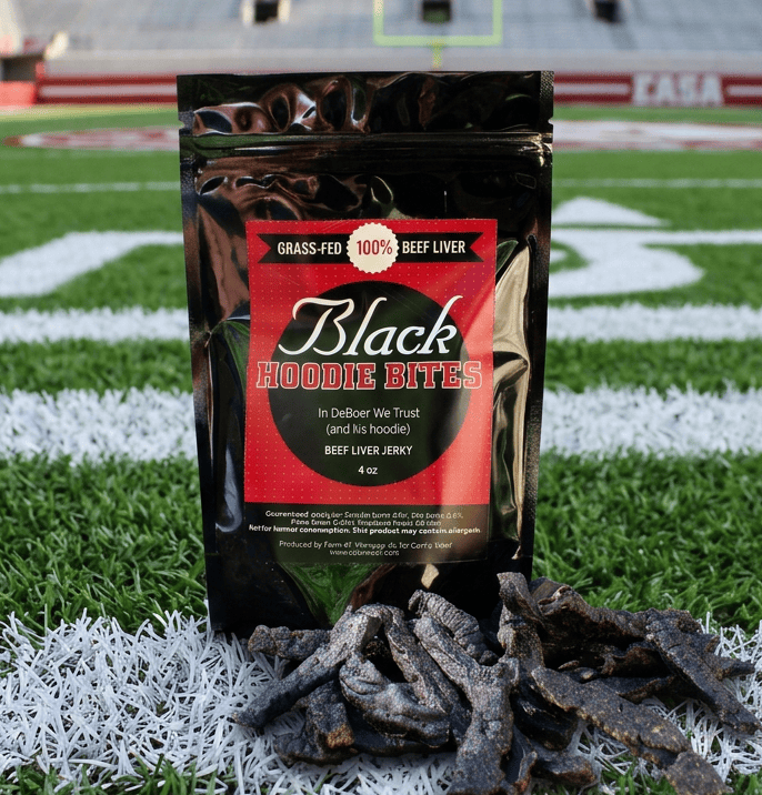 Alabama Football Black Hoodie Bites Beef Liver Jerky for Dogs 4oz