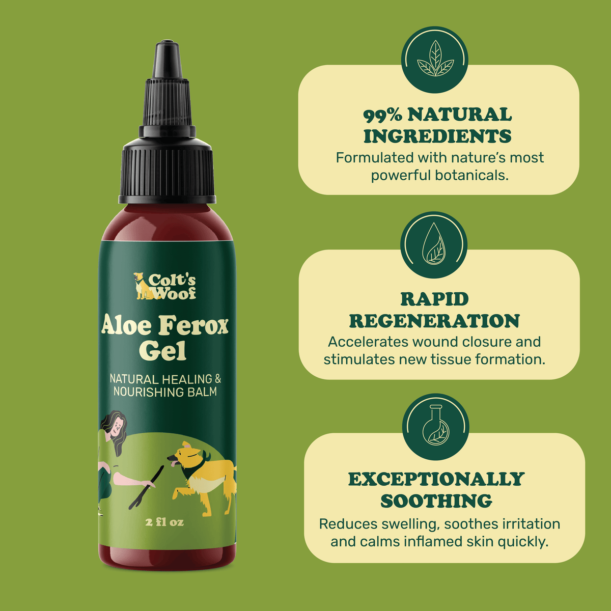 Colt's Woof Aloe Ferox Hot Spot & Wound Healing Gel – Dog balm aloe ferox hot spot wound healing gel (image 3 of 10)