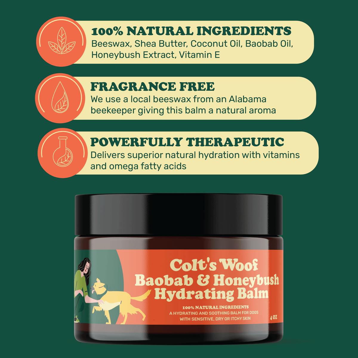Colt's Woof Baobab & Honeybush Hydrating Paw & Nose Balm – Dog balm baobab honeybush hydrating paw nose balm (image 3 of 7)