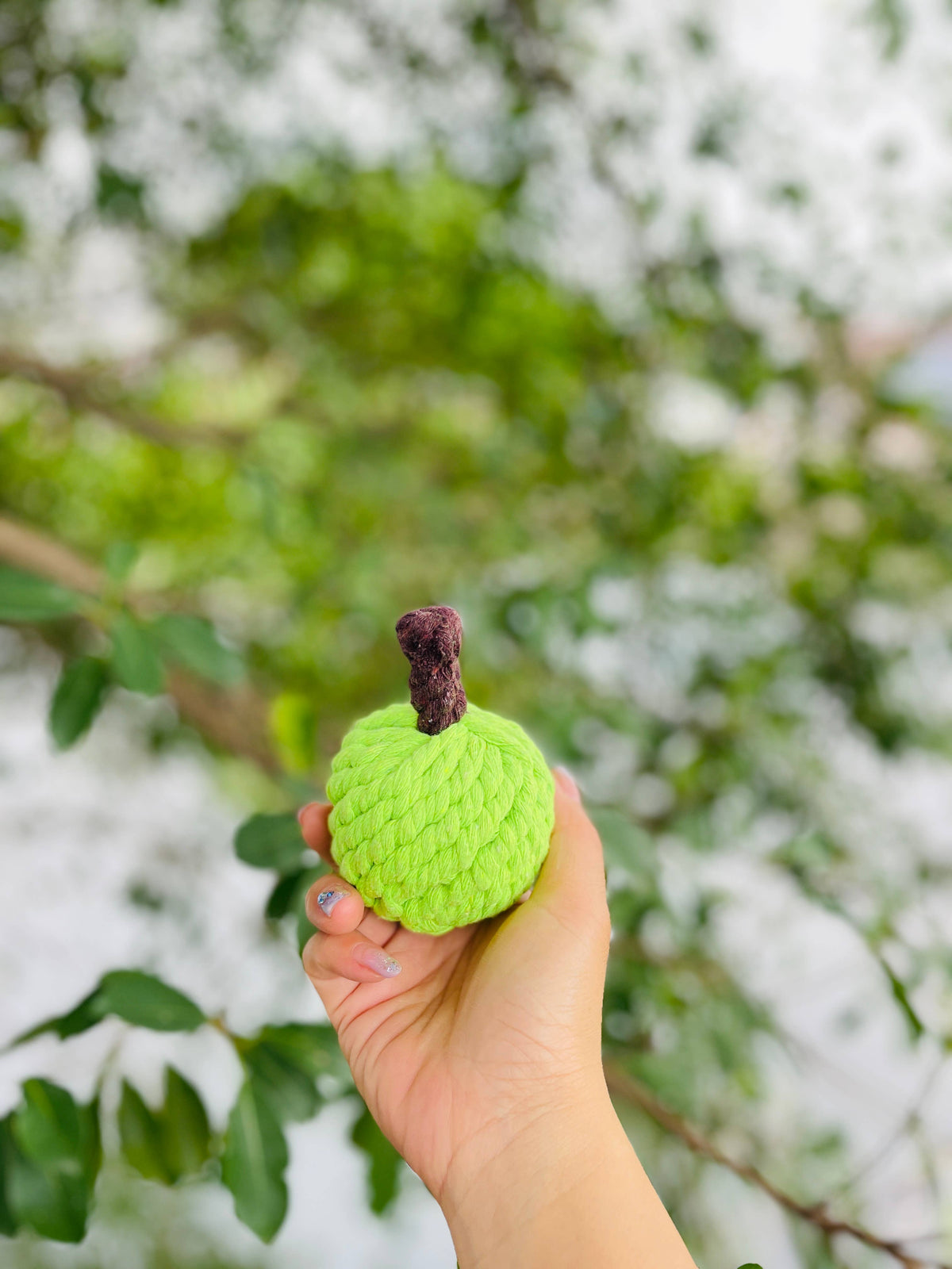 Colt's Woof Handmade Sustainable Green Apple Rope Chew Toy For Puppies for dogs (image 6 of 6)
