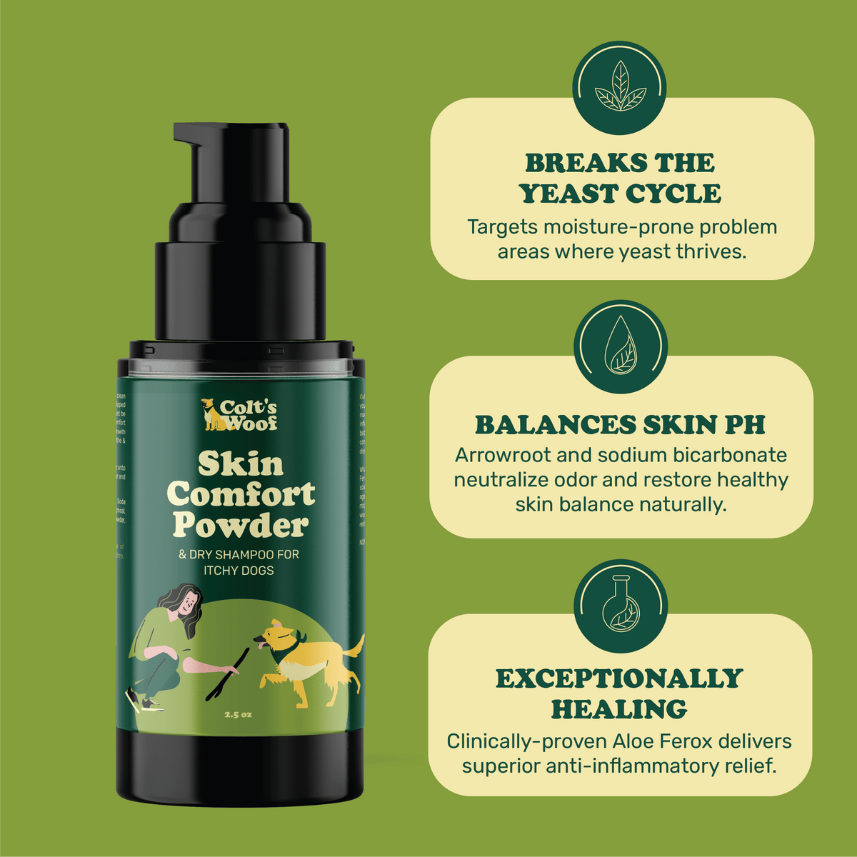 Colt's Woof SleekEz Deshedder and Skin Comfort Powder Duo for dogs (image 3 of 9)