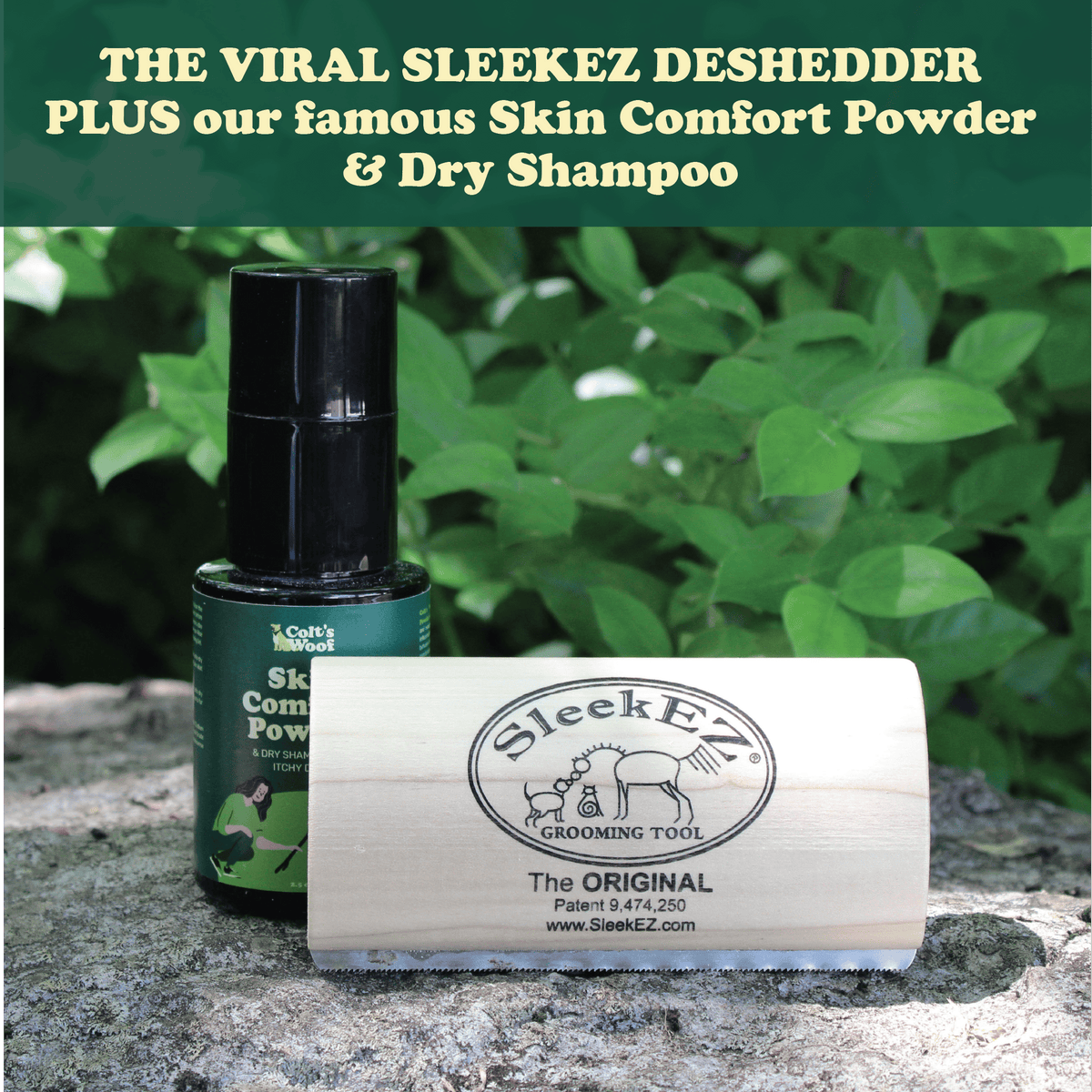 Colt's Woof SleekEz Deshedder and Skin Comfort Powder Duo for dogs (image 2 of 9)