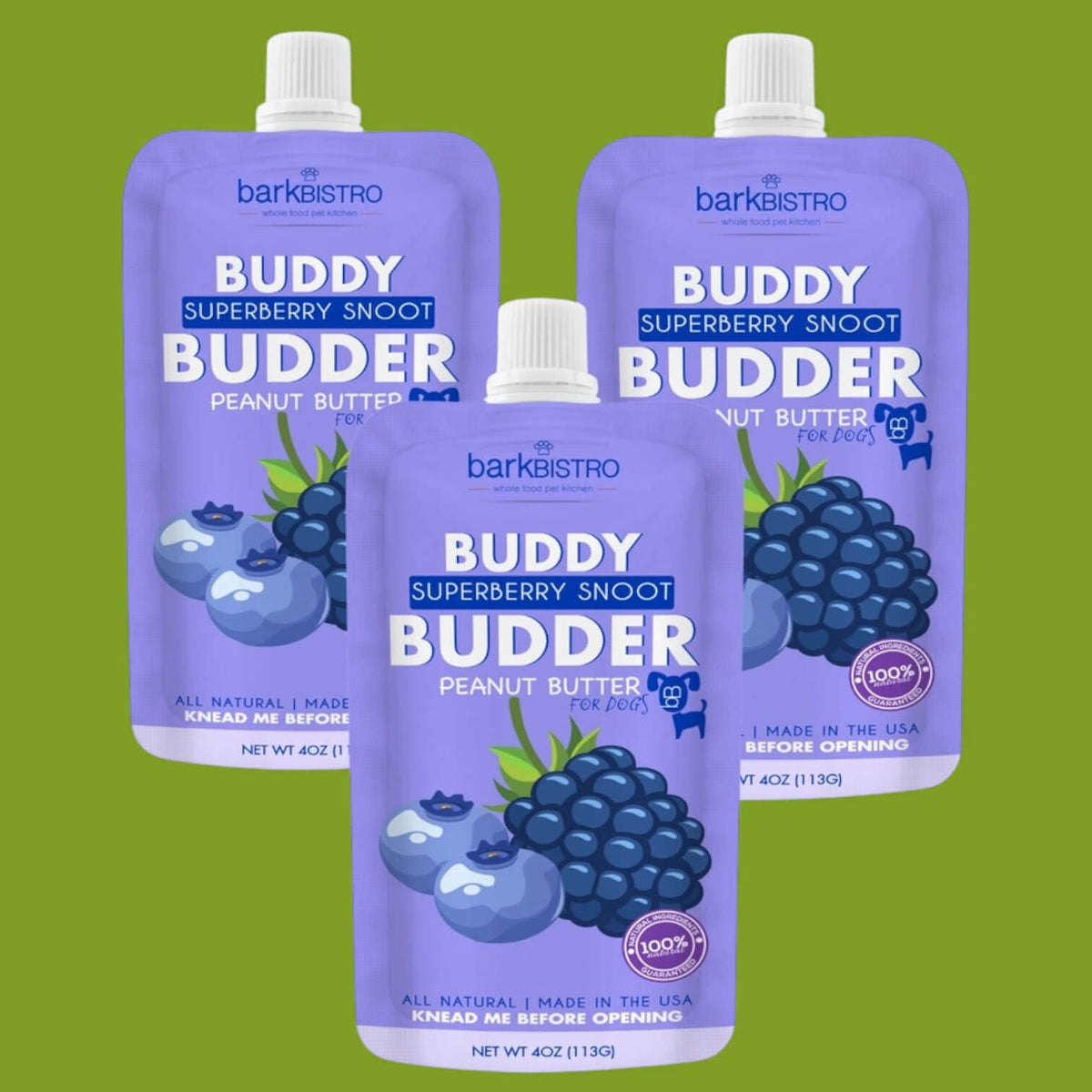 Colt's Woof Buddy Budder (Peanut Butter) Pouch – Superberry budder gingerbread holiday buddy budder peanut butter for dogs (image 1 of 4)